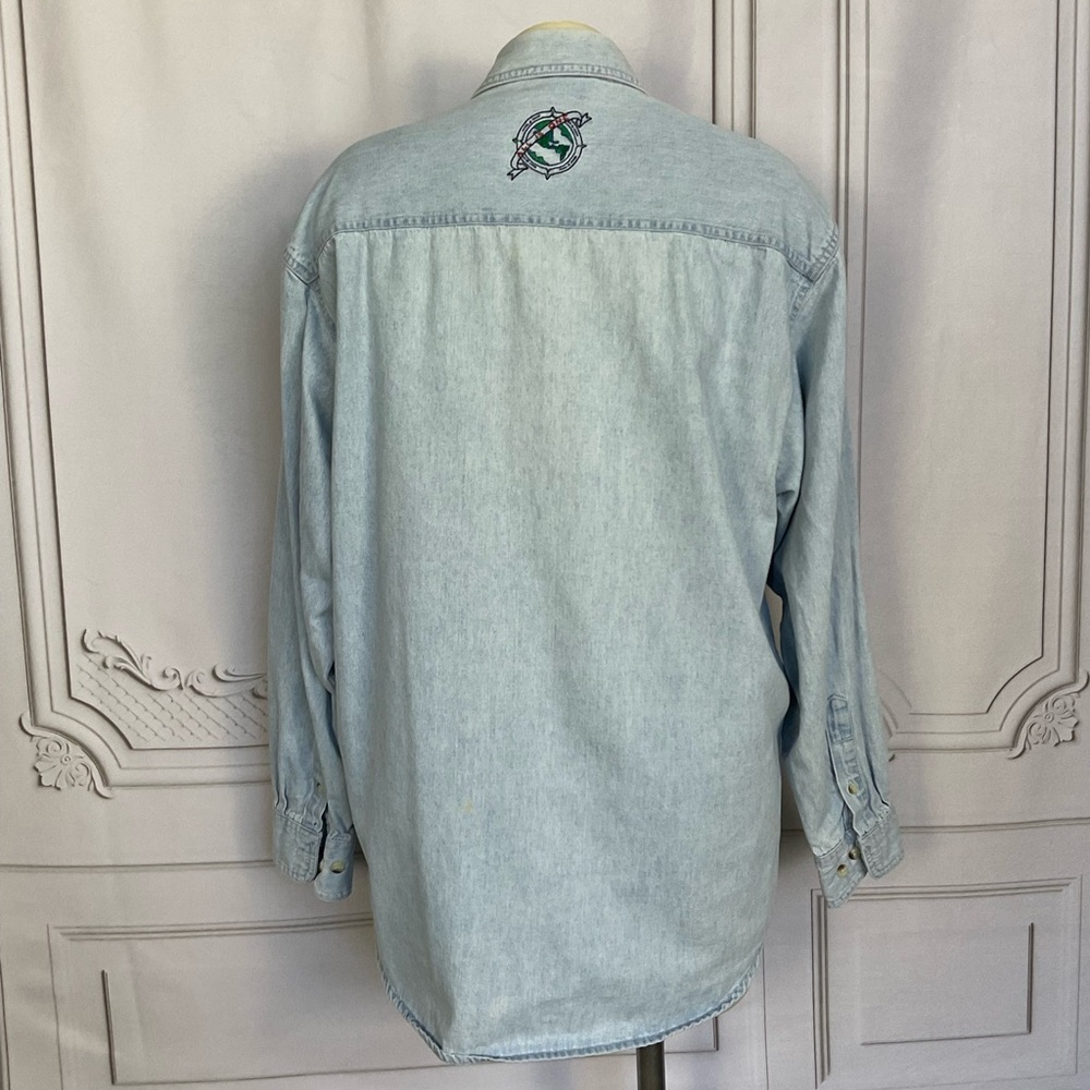 Vintage 90s Hard Rock Cafe Niagara Falls Button Down Long Sleeve Denim Shirt Sm - Picture 4 of 10
